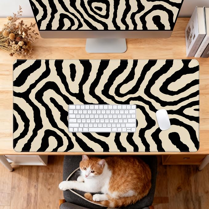 Desk Cover Mat, Gaming Mouse Pad, Computer Laptop Mat Desk Decor for Office Game Home 31.5 X 15.7 Inch (Zebra Print)