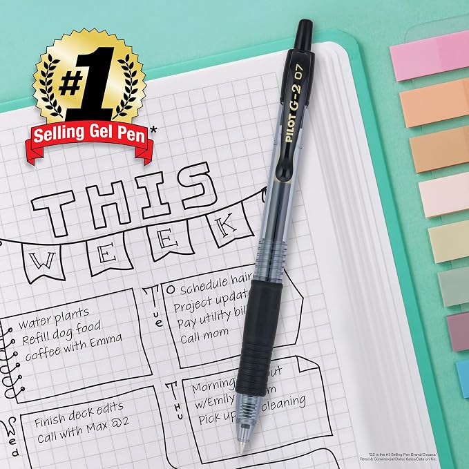 PILOT G2 Rolling Ball Colored Gel Pens, 0.7mm, Assorted Color Inks, 5-Pack