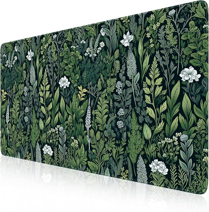 iCasso Desk Mat, Big Desk Pad,XXL Gaming Mouse Pad, Dark Green | 35.4x15.7in Mouse Pad for Desk Rubber Base Mousepad with Stitched Edges,Keyboard Mouse Mat
