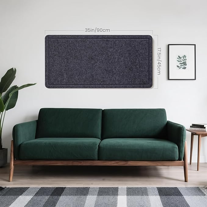 Felt Bulletin Board 35x18 inches, Decorative Pin Board for Home & Office | Cork Board Alternative for Wall with Push Pins, Display Mood Board for Photos, Notes & Reminders