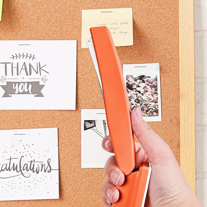 Stapler with 5000 Staples - 25 Sheet Capacity, Staplers for Desk, Orange | Non-Slip Office Stapler for classroom, home, School