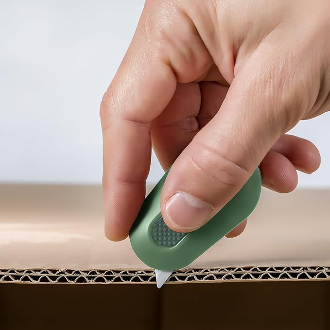 Slice Mini Box Cutter | Manual Retracting | Safe Ceramic Box Cutter Lasting 11x Longer than Metal | Box Opener | 2 Pack | Sage