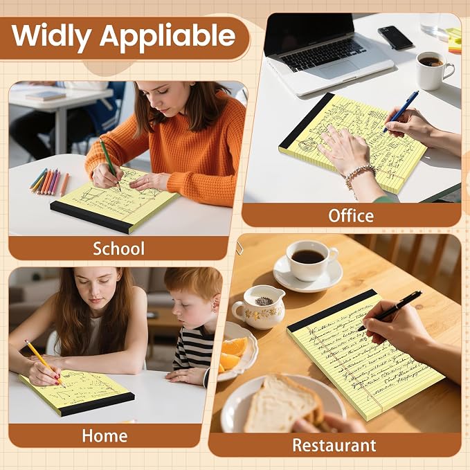 Legal Pads 8.5 X11, Narrow Ruled Notepads, 12 Pack, 50 Sheet/Pad | Yellow Legal Pads, Tear Off Notepad, Perforated Writing Pad, Notebook Paper College Ruled, Notepads For Office Home School