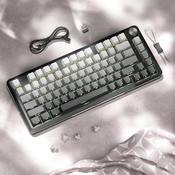 Redragon K681SP Wireless Mechanical Keyboard, Gasket Mounted RGB Gaming Keyboard with Volume Knob, Side Printed Keycaps, Pre-Lubed Linear Switches, 81 Keys 75% Tri-Mode Hot Swappable for PC/Xbox/Ps4/5