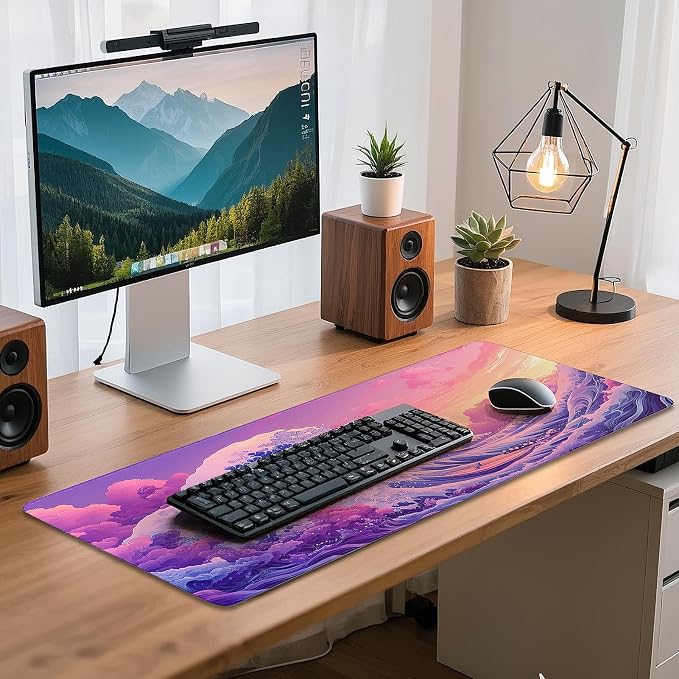 Mouse Pad Gaming - Desk Mat for Keyboard and Mouse - Kanagawa Large Mouse Pad for Desk, Japanese Sea Wave Mousepad (31.5" x 11.8") with Non-Slip Base, Desks Pad Mat for Gaming, Office and Home
