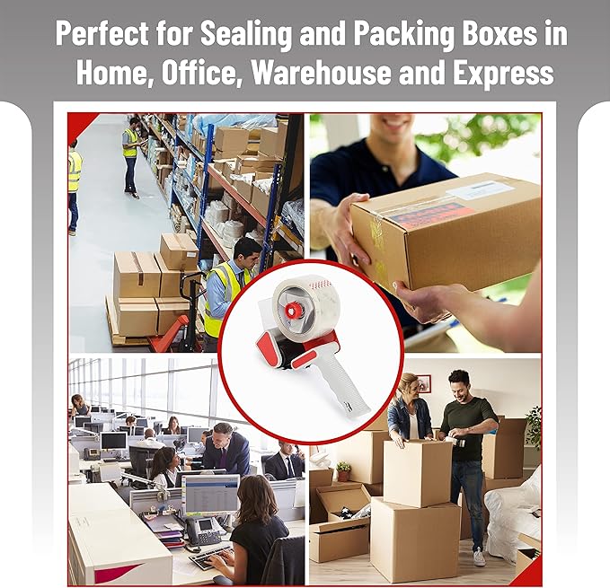 Mr. Pen 3-Inch Heavy Duty Packaging Tape Dispenser Gun - Clear Tape for Packing Boxes & Moving