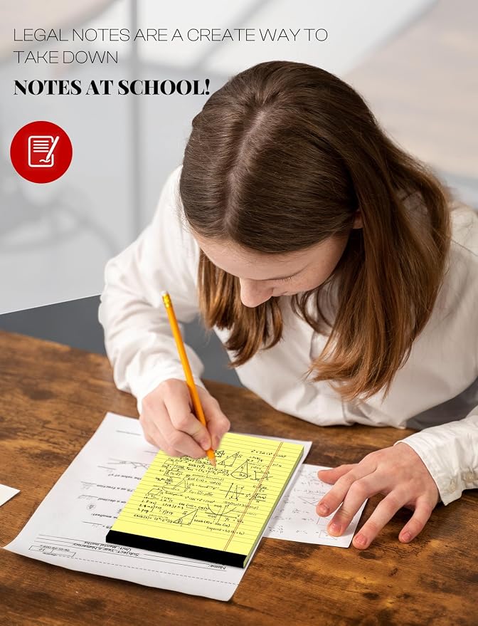 24 Pack Small Legal Pads 5x8 Yellow Note Pads 5x8 College Ruled Notepad | Yellow Writing Pads 5x8 Small Pads of Paper Lined Paper Pads of Paper Tablets 5x8" Lined Notepads With 30 Sheets Per Pad