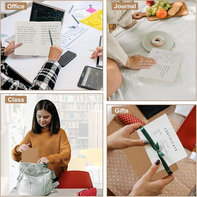 8 Pack A5 Kraft Notebooks Bulk, 8.15x5.5 Inches Lined Paper Journaling Notebooks, Notebooks for Work, Composition Notebooks for School, Journal Notebooks for Office, 60 Pages