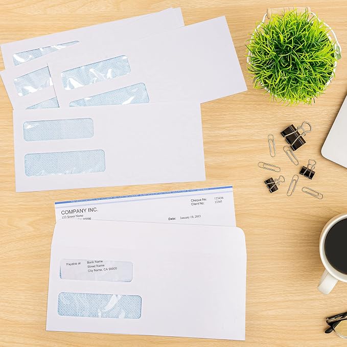 #10 3000 Pack Double Window Security Envelopes 4-1/8 x 9-1/2 White | Self Seal Security Envelope for Multiple Business Statements, Quickbooks Invoices, Return Envelopes and Office Correspondence