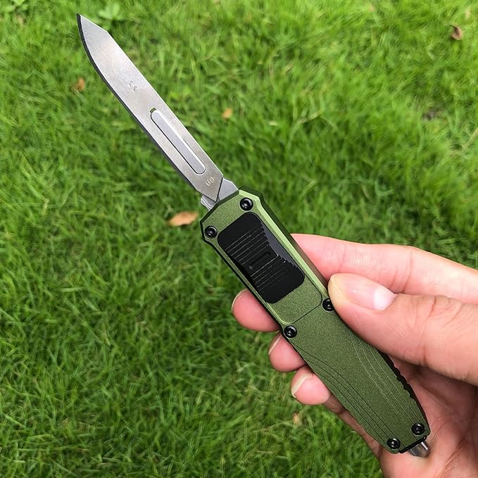 EDC Retractable Scalpel Knife, Fast Open Automatic Utility Knife, Auto Box Cutter with 10PCS #23 and 3PCS 0.4mm thick #60 Scalpel Blades