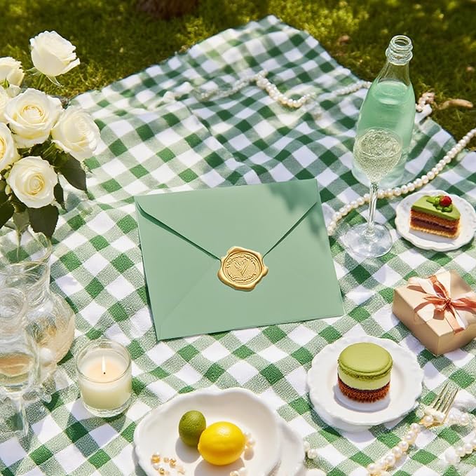 200 PCS Sage Green Colorful A7 Envelopes with Stickers, 5x7 Envelopes for Greeting Cards, Great for Invitations, Wedding Invitation, Birthday, Baby Shower, Graduation