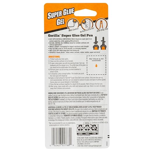 Gorilla Super Glue Gel Pen, 5.5 Gram (Pack of 2)