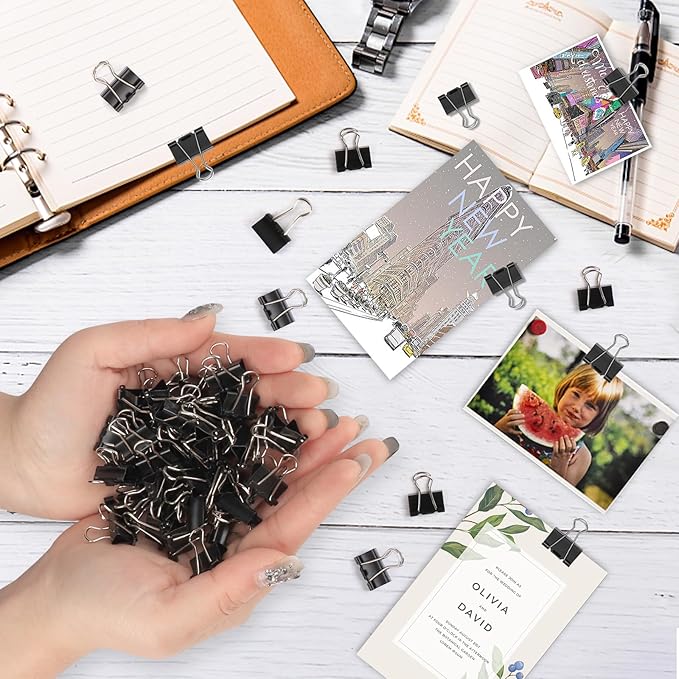 Ufmarine Mini Binder Clips, 144 Pcs Small Binder Clips 15mm, Small Paper Clips for Office Supplies