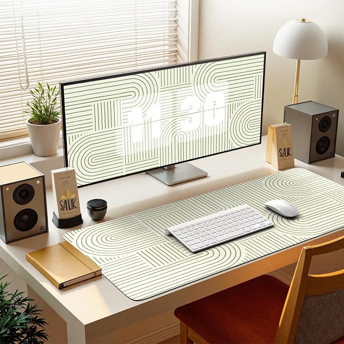 iCasso Green Desk Matt for Desktop, Cute Desk Pad Mat, Green | Large Mouse Pad, Anti-Slip Big Mousepad with Stitched Edges, Keyboard Pad for Computer