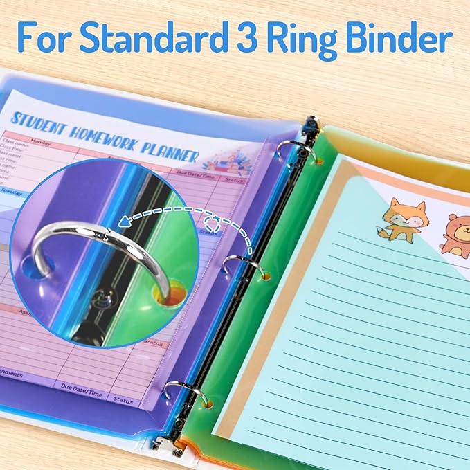 Forvencer 24 Count Dividers with 2 Pockets,8 tabs Binder Dividers with tabs | Dividers for 3 Ring Binder Organizer,School Supplies, Multicolor, 3 Set