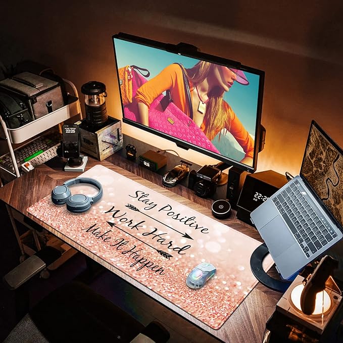 Canjoy Gaming Mouse Pad, 31.5x15.7in Large Mouse Pads for Desk Keyboard Pad | Desk Mat for Keyboard and Mouse Computer Big Full Size Desk Pad with Non-Slip Rubber Base and Stitched Edge for Home Office