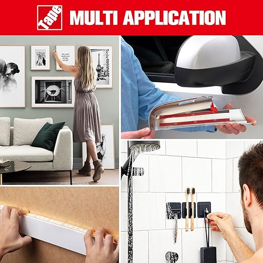 Double Sided Heavy Duty, Waterproof Mounting Foam Tape, 33ft Length, 0.4in Width, Strong Adhesive Tape for LED Strip Lights, Automotive, Home/Office Decor, Outdoor, Made of 3M VHB Tape