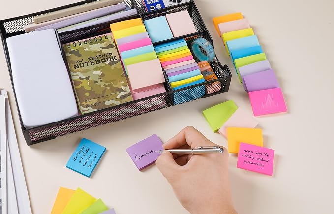(54 Pads) Mini Sticky Notes 1.5x2 in, 9 Colors Bright Strong Adhesive Post, Suitable for School, Home, Office, Clean Removal