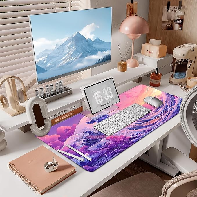 Mouse Pad Gaming - Desk Mat for Keyboard and Mouse - Large Mouse Pad for Desk, Mousepad (35.4" X 15.7") with Non-Slip Base, Desks Pad Mat Office and Home