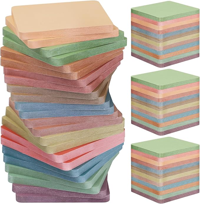 60 Pack Vintage Sticky Notes 3x3 Inch 12 Retro Colors Memo Pads Bulk | 56 Sheets Each, Round Corner Design, Self Adhesive Notes, Office Supplies, Back to School, Teacher, Student, Organization