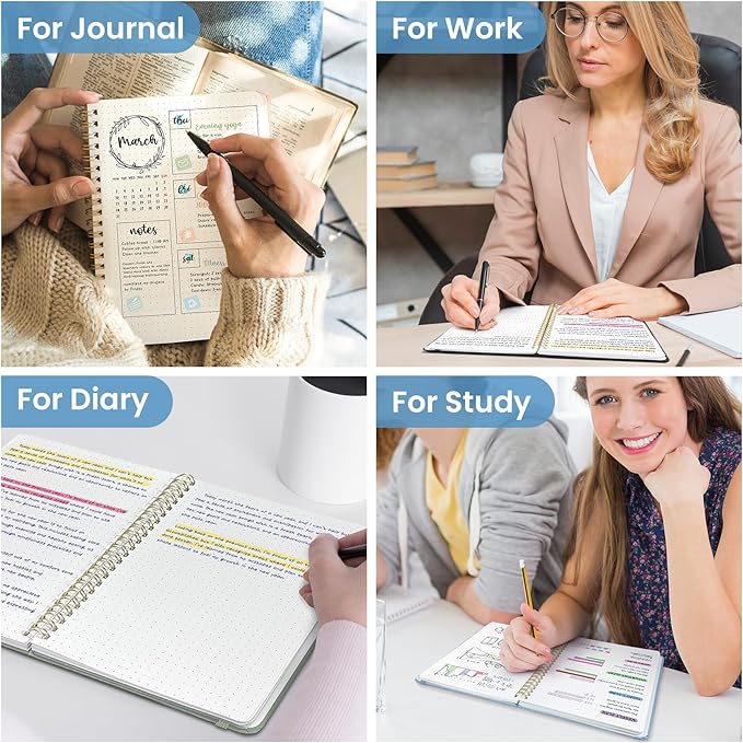 Dotted Spiral Journal Notebook for Women & Men, 140 Pages, Dotted Notebook for Journaling & Note Taking, Journals for Writing, A5(5.7" x 7.9") – Blue