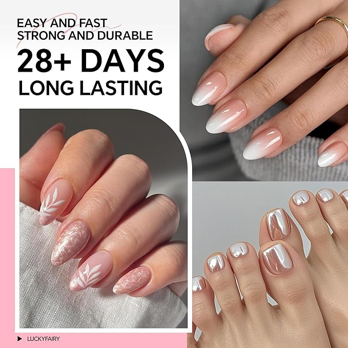 Super Strong Nail Glue for Press On Nails: 10g Semi Nail Glue with 12ml Glue Remover Kit, Quick Dry, No UV Lamp Needed with Gentle Non-Acetone Remover, Long Lasting for Acrylic Fake Nails Tips