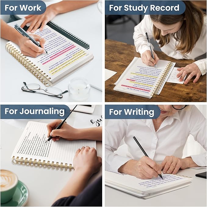Spiral Notebook for Work Thick Hardcover Lined Journal for Note Taking | Blue Floral 300 Pages (7.1"x10") B5 College Ruled Journal for Women & Writing, Fit for Office Home School Supplies
