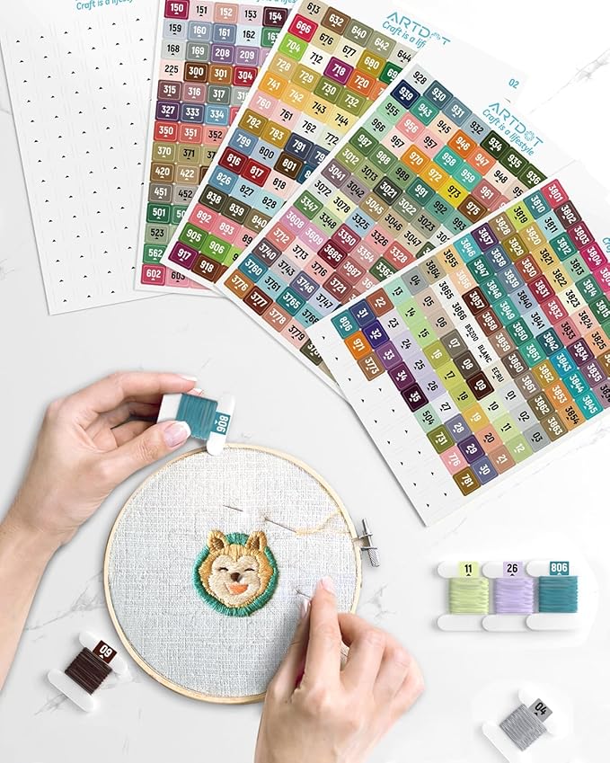 ARTDOT 2 Set Label Stickers for Diamond Art Storage Kits for Adults, 489 Colors Stickers Matched with Actual Embroidery Floss as Diamond Painting Accessories and Cross Stitch Supplies