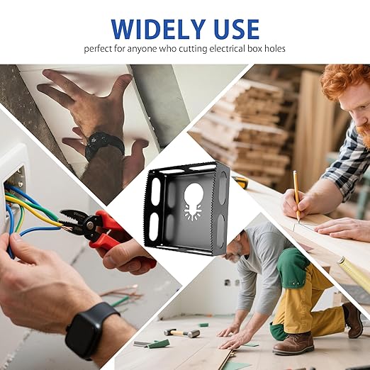Upgraded Square Slot Cutter for Drywall, Stainless Steel Outlet Box Cutter for Single-Gang Electrical Boxes, Oscillating Multi-Tool Drywall Cutout Tool for Sheetrock-Rectangle