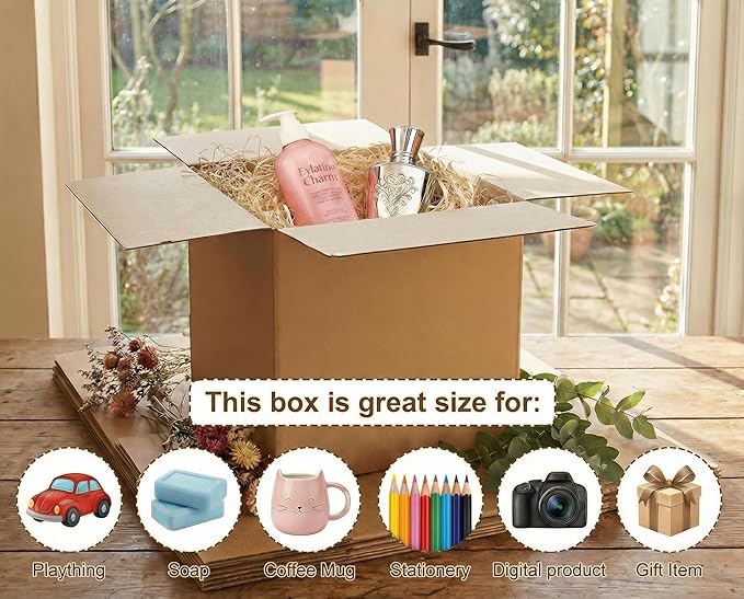 ZBEIVAN Shipping Boxes Mailers 12x12x12 inches Corrugated Cardboard Small Packing Kraft Moving Mailing Box, Pack of 10