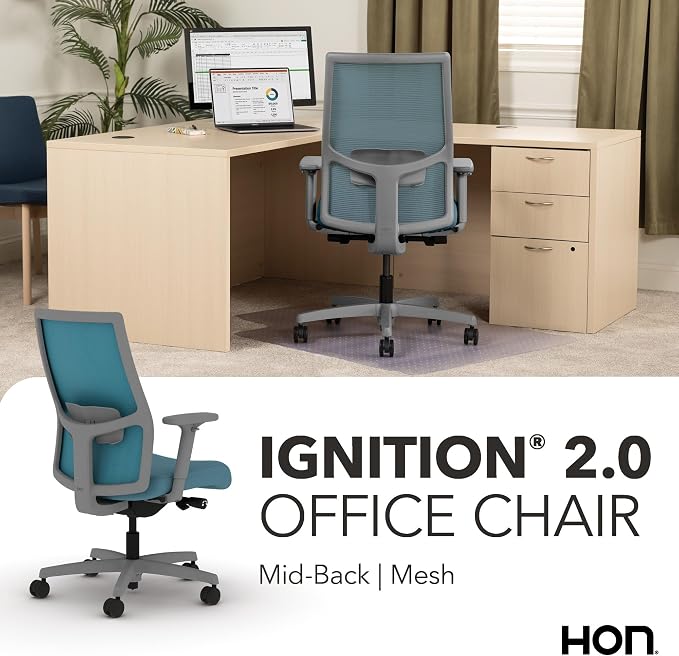 HON Ignition 2.0 Ergonomic Office Chair, Lumbar Support, Desk Chair, Sky