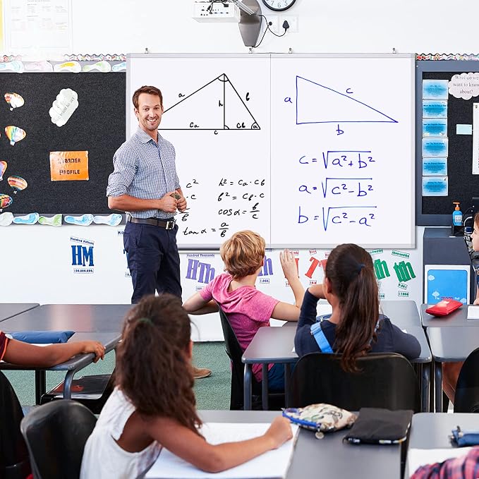 White Board Dry Erase 60x36, Maxtek Large Magnetic Whiteboard Wall Mounted | 5'x3' Foldable Aluminum Presentation Wall-Mounted Marker Board with a Long Pen Tray for School, Classroom, Office, and Home