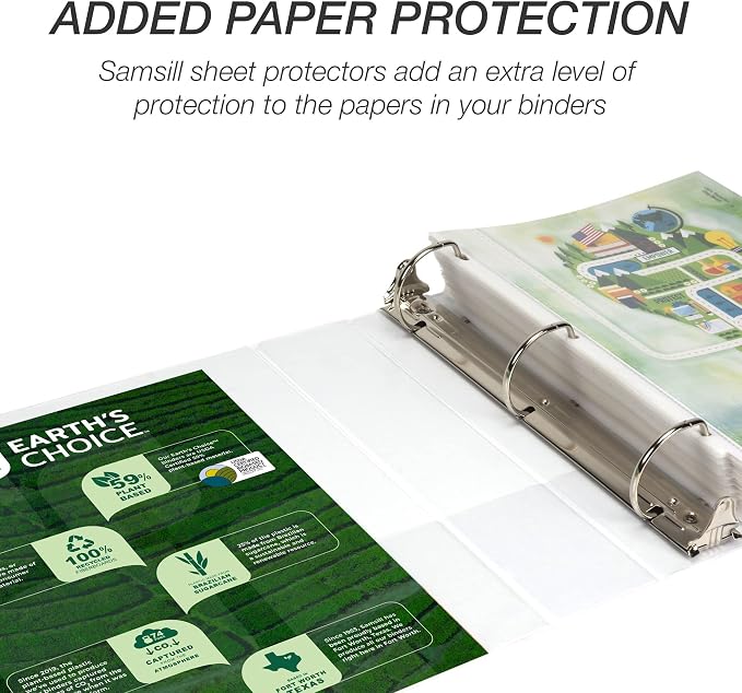 Samsill Plant-Based 2 Inch Durable D-Ring Binder, View Binder, Eco-Friendly, USDA Certified Biobased, 12 Pack, White