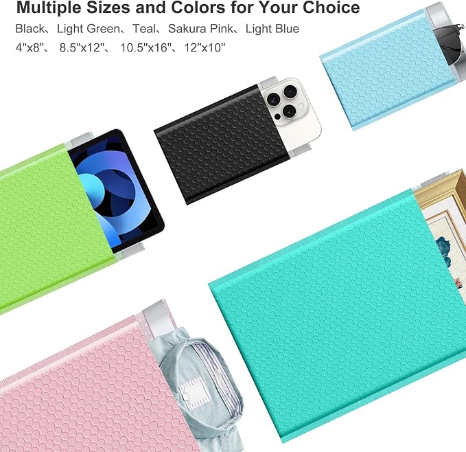 Poly Bubble Mailers 8.5x12 Inch, 25 Pack Padded Envelopes for Shipping, Package Envelopes with Self Seal Adhesive, Waterproof Padded Mailers (Teal, Bulk #2)