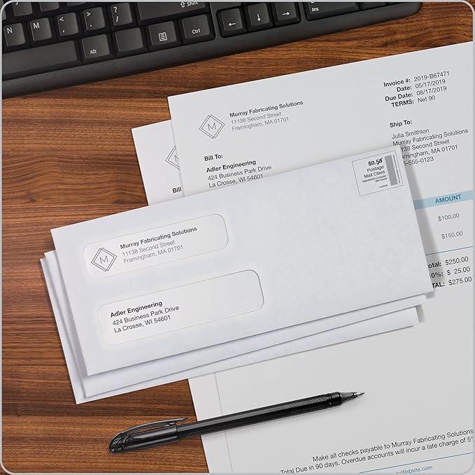 Columbian #10 Double-Window Self Seal Security Tint Envelopes, 500/Box, 24lb White Wove, 4-1/8 x 9-1/2 Inches (COLO132)