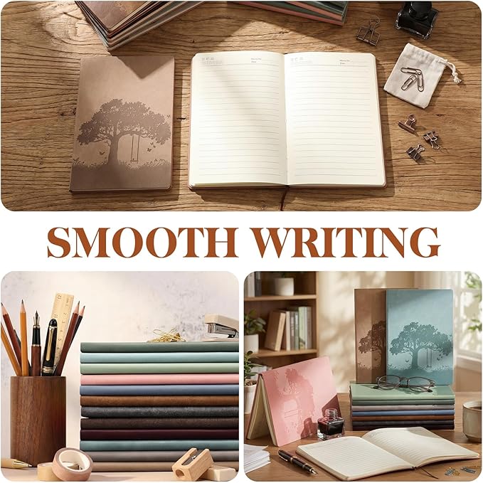 TaoBary 48 Pcs Employee Appreciation Gift A5 PU Leather Journals Bulk Colorful Tree Lined Journal Notebook Soft PU Leather Cover Ruled Writing Notebook for Office School Teacher Nurse (Assorted Colors)