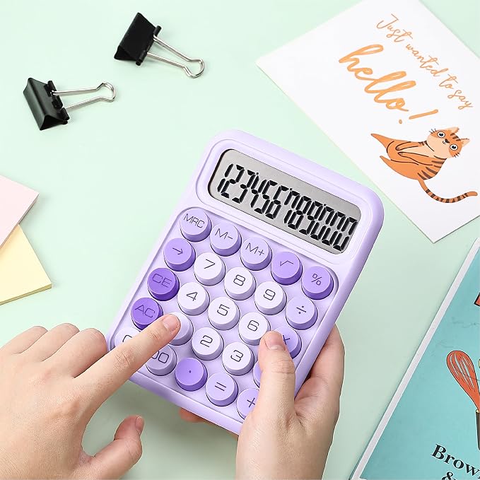 Mr. Pen- Mechanical Switch Calculator, 12 Digit Large LCD Display | Purple with Big Buttons, Mechanical Switch Calculator for Home, School, Office