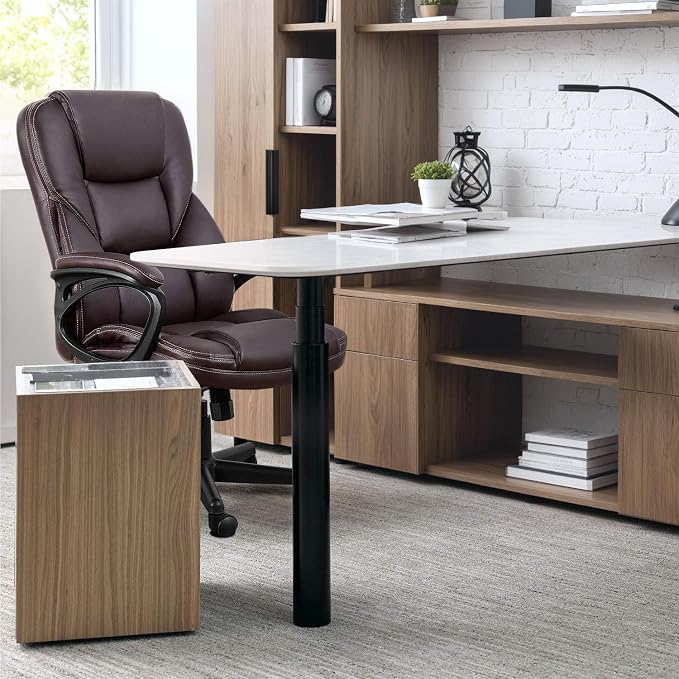 Furmax Office Executive Chair High Back Adjustable Managerial Home Desk Chair, Swivel Computer PU Leather Chair with Lumbar Support (Brown)