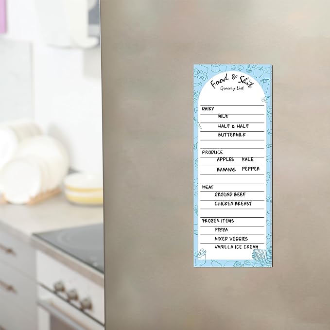 Hebayy 100 Sheets Grocery List, Magnet Notepad Food&Shit Funny Shopping List Magnetic Tear Off Memo Note To Do List Planner for Refrigerator (3" x 8")