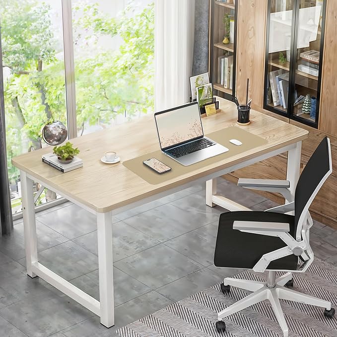 AFIING Apricot Desk Pad 31.5" x 12", Leather Desk Mat | Waterproof PU Leather, Non-Slip Rubber Base, Modern Desk Decor, Office & Home