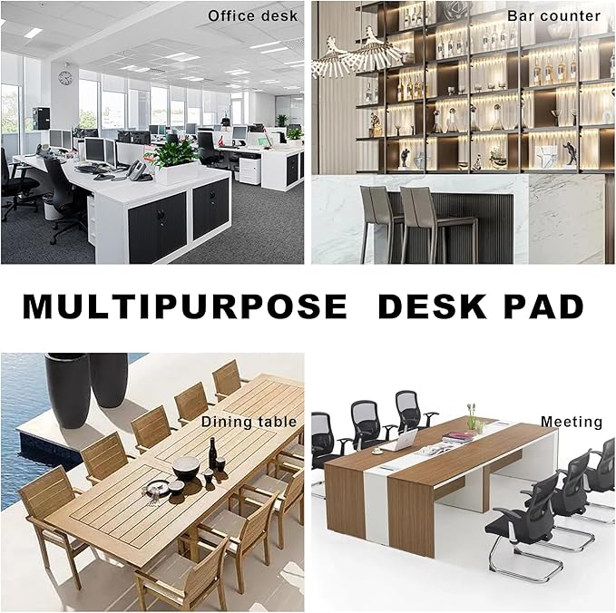 CENNBIE Leather Desk Pad Large, 71" x 27.5" Desk Mat Protector (Black) | Premium Stitched Edges Resist Wear. Waterproof, Non-Slip & Easy To Clean. Protects Desk From Scratches. For Office & Home.