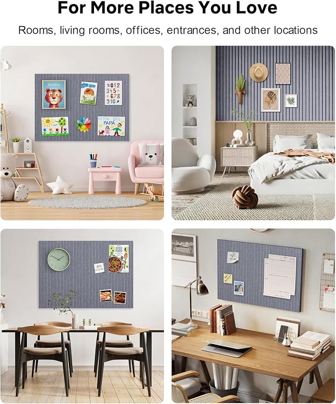 48" x 36" Large Cork Bulletin Board Tiles, Peel and Stick Felt Wall Panels for Vision, Message Center, Picture and Prayer Board for Office, Dorm, Room and Desk Decor(Soft Gray)