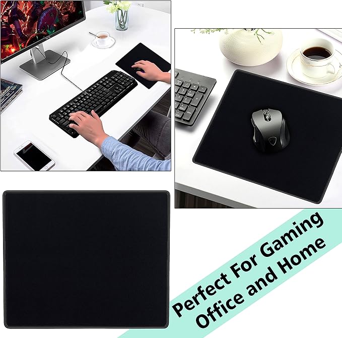 SaiTech IT 10-Pack Mouse Pads Bulk, Stitched Edges, Non-Slip Base | 2mm Cloth Surface, Waterproof, Anti-Slip Rubber Base, 8.66 x 7.1 in, Wired & Wireless Mouse Compatible