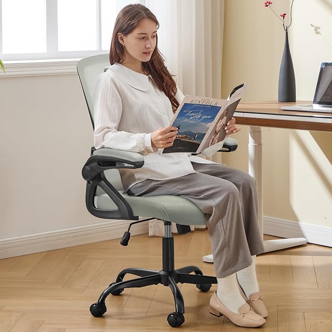 Ergonomic Office Chair Desk Chair with Adjustable Lumbar Support | Mesh Computer Chair Home Office Desk Chair with Flip-up Armrests Executive Task Chair Comfy Mesh Gaming Chair (Dark Gray)