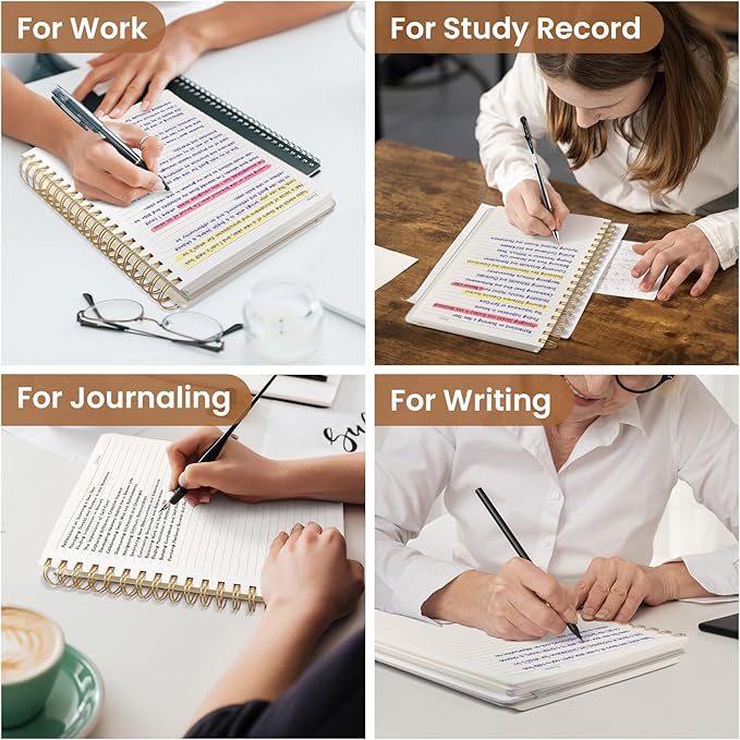 Spiral Notebook for Work Thick Hardcover Lined Journal for Note Taking | Leopard 300 Pages (7.1"x10") B5 College Ruled Journal for Women & Writing, Fit for Office Home School Supplies