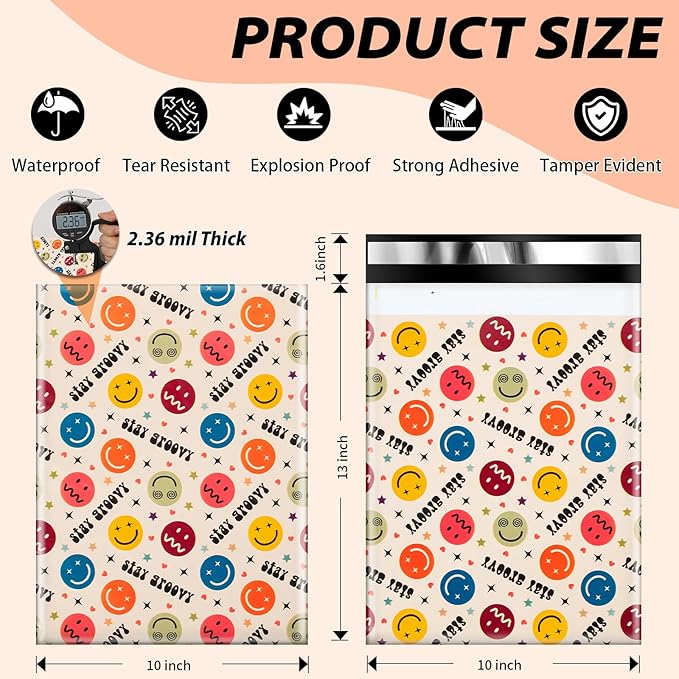 Oududianzi Poly Mailers 10x13, 100Pack Shipping Bags, Fashion Shipping Envelopes, Plastic Packaging Bags, Self-Seal Polymailers, Mailing Poly Bags for Business, Clothing