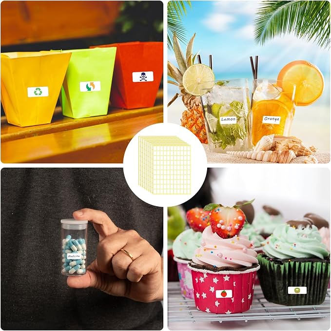 30 Sheets White Labels Stickers for Writing 10 X 20 mm Small Price Tags Blank Storage Container Stickers for Jars File Folders School Office Kitchen (3360 Labels)
