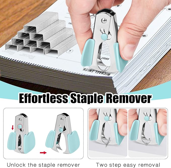 Stapler 25 Sheet Capacity with 1000 Staples and Staple Remover, Blue | Staplers for Desk, Non-Slip Office Stapler with Staples