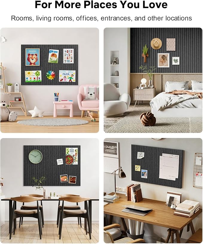 48" x 36" Large Cork Bulletin Board Tiles, Peel and Stick Felt Wall Panels for Vision, Message Center, Picture and Prayer Board for Office, Dorm, Room and Desk Decor(Charcoal Gray)