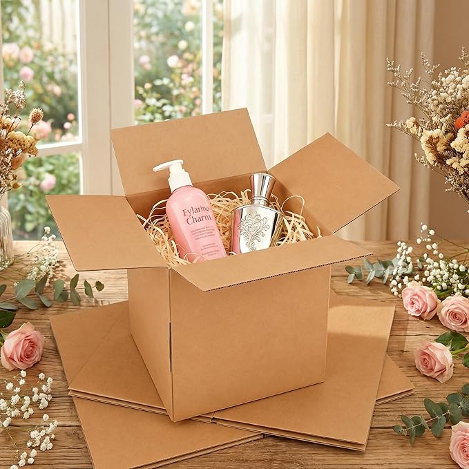 ZBEIVAN Shipping Boxes Mailers 10x10x10 inches Corrugated Cardboard Small Packing Kraft Moving Mailing Box, Pack of 15